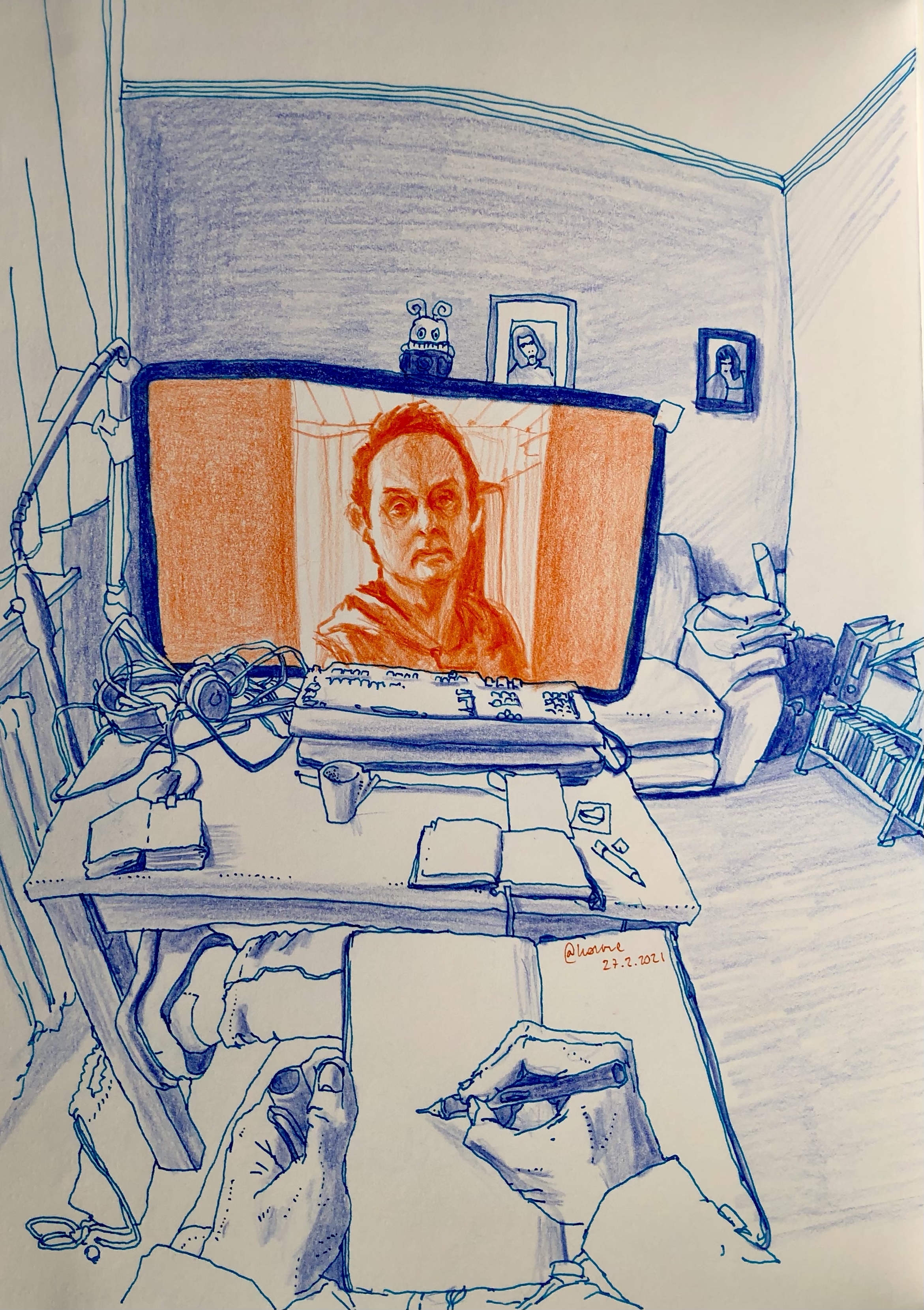 Stuart Selfie im Arbeitszimmer