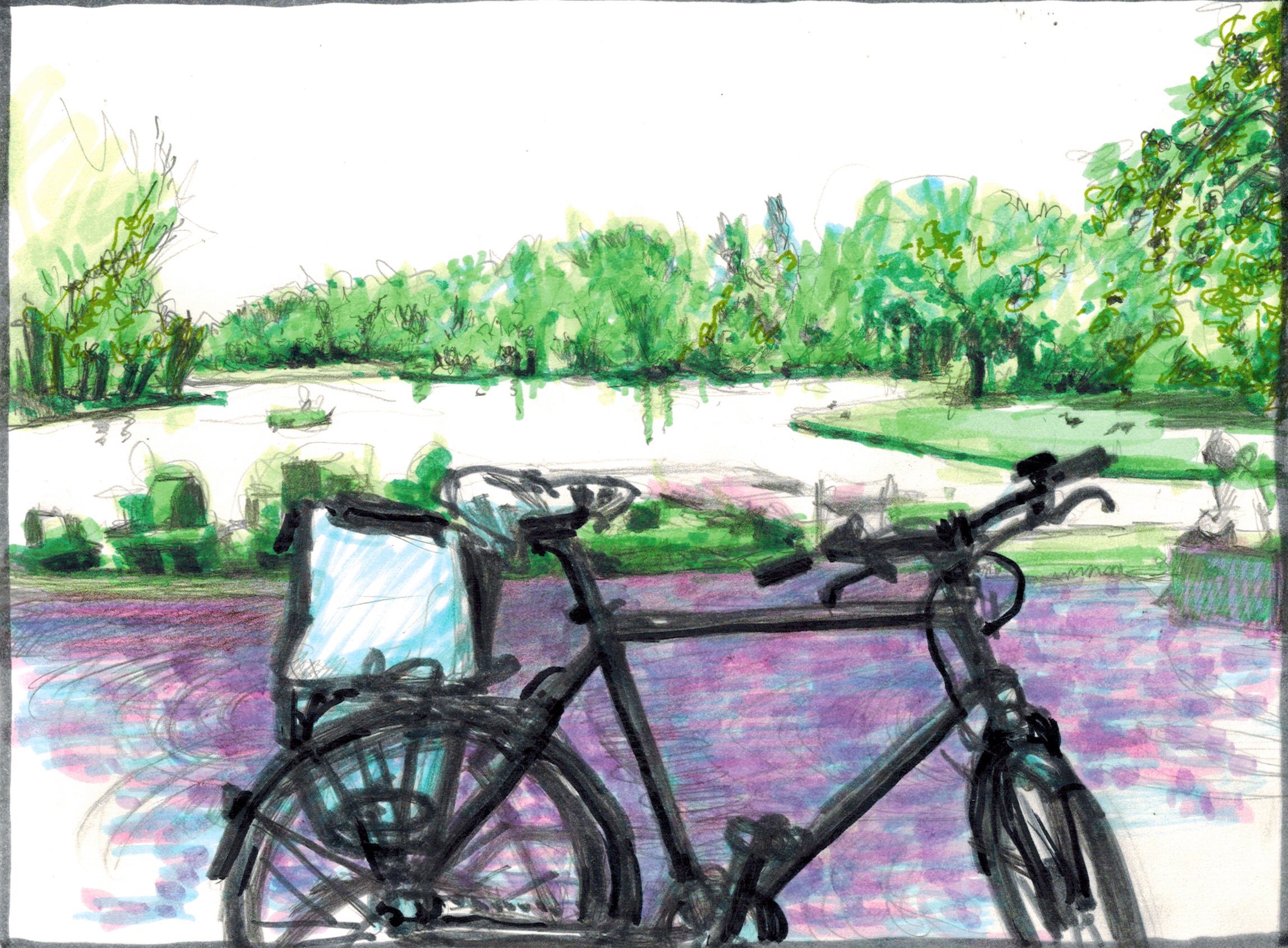 Stuart am Bootshaus in der Rheinaue