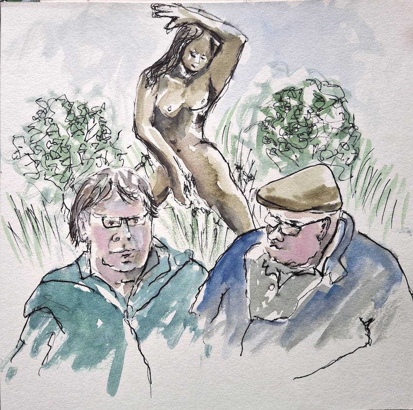 Heinz und Otto vor der Skuptur von Andrea Kreipe5_Irene