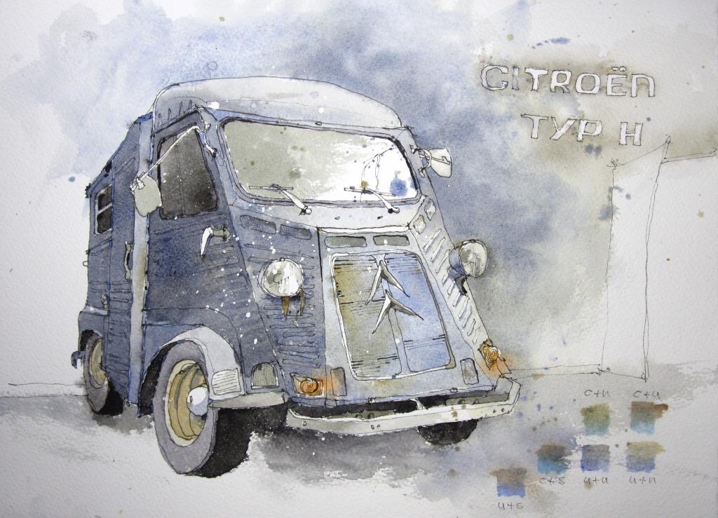 Holger - Citroën Typ H, vor der Halle geparkt.